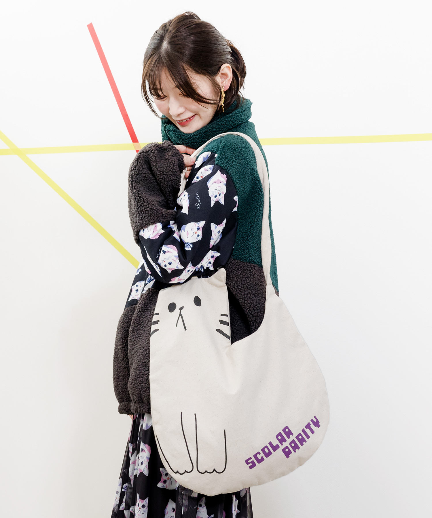 【るーりぃー】　スカラーパリティ クーポン】【セール 20%OFF】ネコパンギミック刺繍Tシャツ
