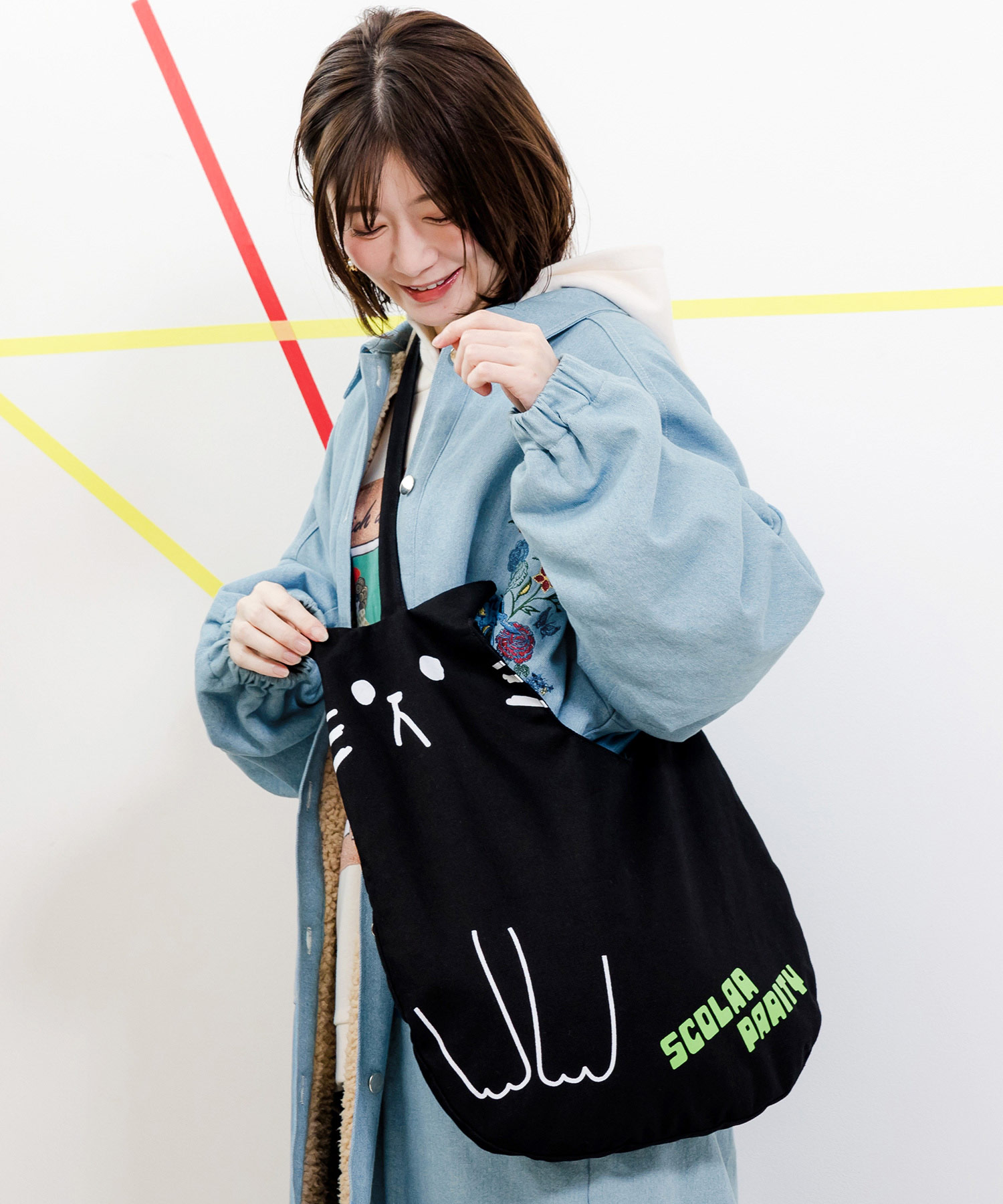ScoLar スカラー パリティ 配色 ボア ブルゾン 新品 猫 ネコ 福袋 スカラー ScoLar ネコ柄ゴブラン織りブルゾン(505880508