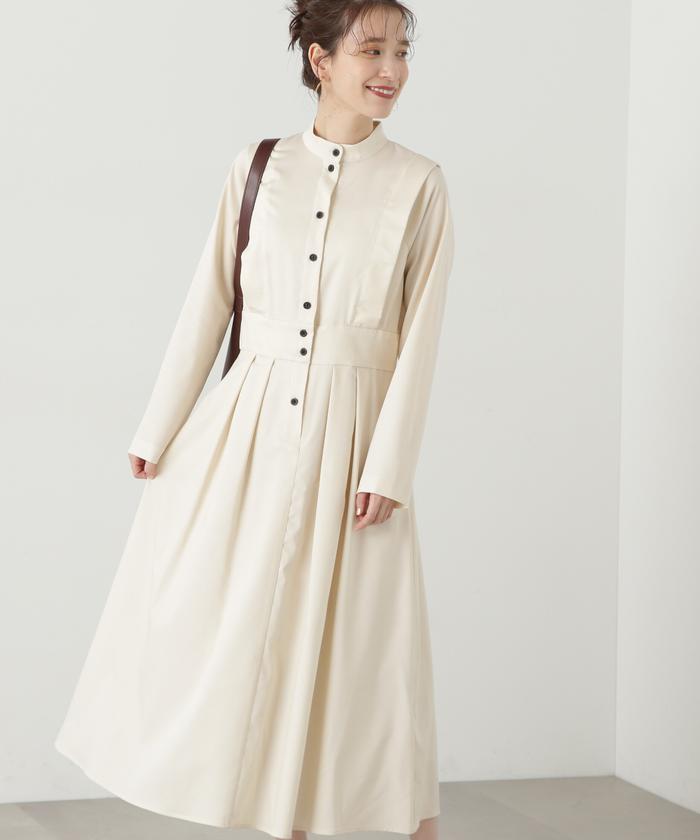 トゥモローランド コレクション　ロングワンピース シルク パープル タック セール】 little black:ドットチュールロングワンピース