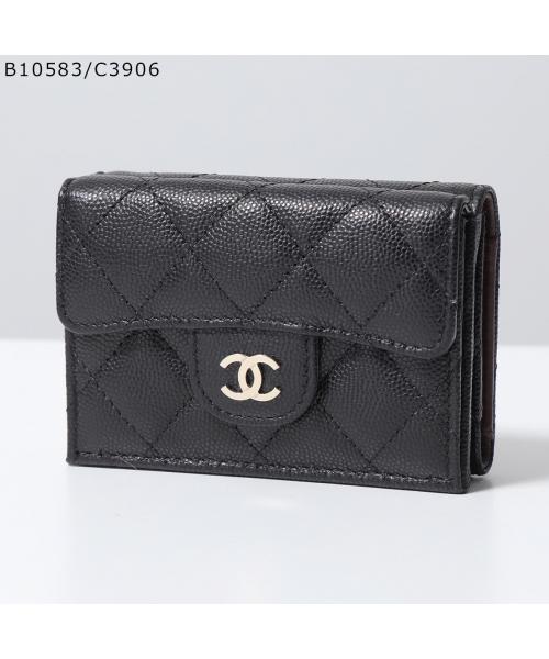 CHANEL シャネル ラムスキン マトラッセ ココマーク 三つ折り コンパクト財布 - オレンジ by