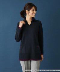 Leilian/スキッパーニットポロシャツ/505796462