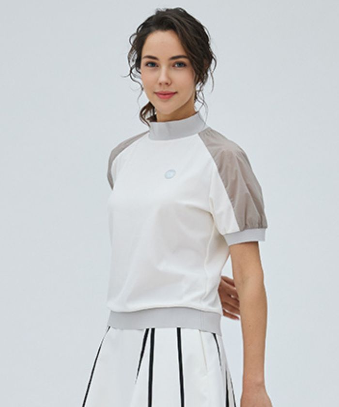 ランバンスポール　異素材使いモックネックシャツ LANVIN SPORT 異素材使いモックネックシャツ -デサントストア