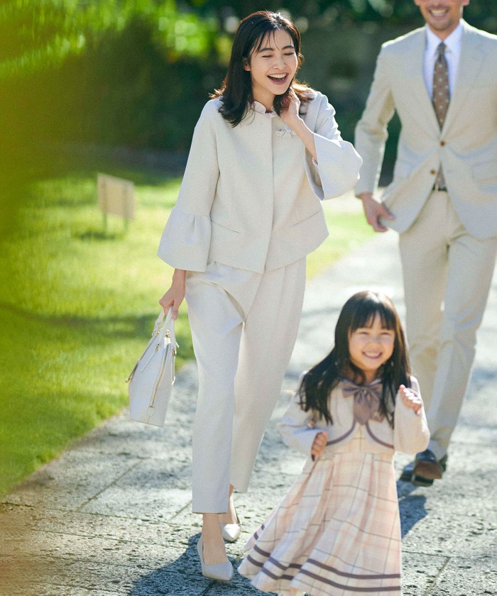 組曲 パンツスーツ ストライプグレー系