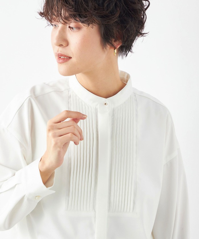 満点の セール 35%OFF】ピンタックサテンシャツ(505804948 トップス