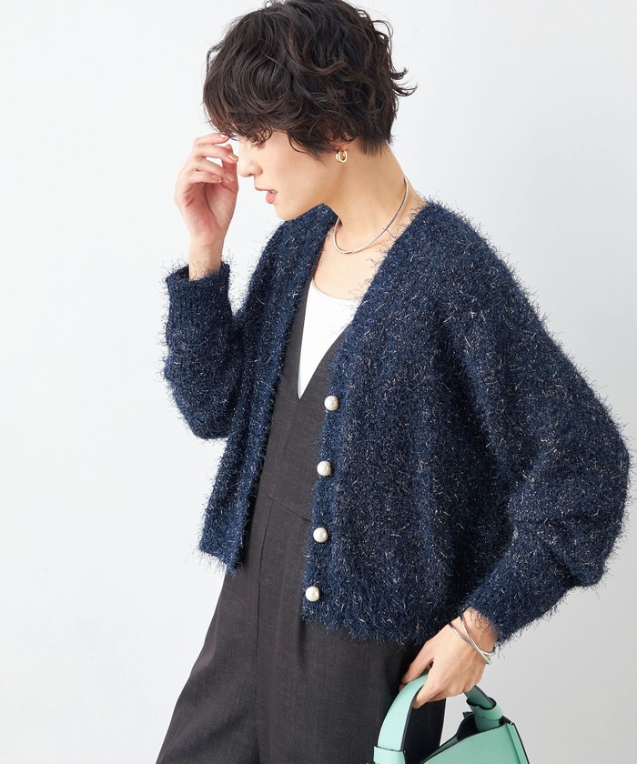 【オープニング 大放出セール】 セール 35%OFF】《手洗い可能》ラメファンシーVネック トップス