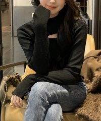MAISON BREEZE/メゾンブリーズ MAISON BREEZE アシンメトリー 胸あきニット ハイネック 長袖 ニット プルオーバー リブニット ボトルネック KNF049/505818630