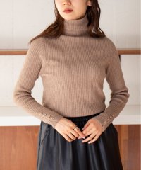 MAISON BREEZE/【MAISON BREEZE】タートルネック リブニットセーター 長袖 袖ボタン ワイドリブニット KNF049/505818636