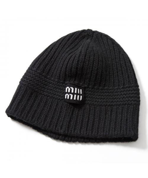 MIUMIU ニット帽 5HC311 2F8S ビーニー ロゴ(505827974) | ミュウ