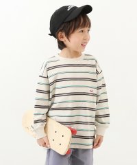 devirock/ビッグシルエット マルチボーダーTシャツ 子供服 キッズ 男の子 トップス 長袖Tシャツ ロンT /504887263