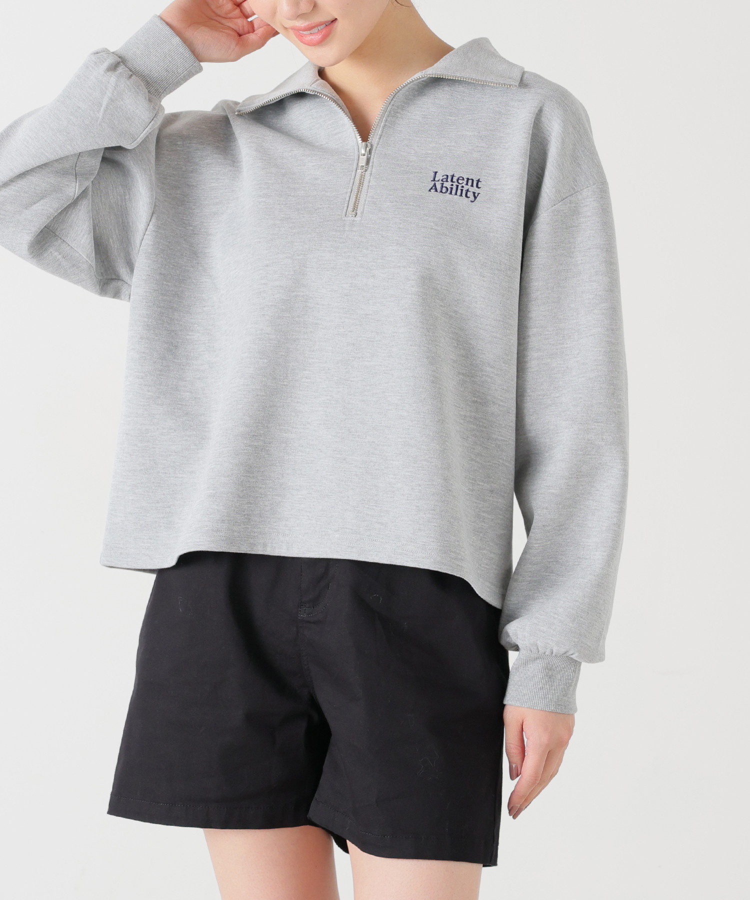 セール 18%OFF】ハニーズ Honeys ハーフジップゆるトップス