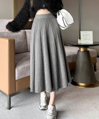 shoppinggo/ショッピングゴー shoppinggo ニットスカート ロング 秋冬スカート ニット 黒 ひざ下 ハイウェスト ボトムス 着痩せ 通勤 オシャレ Aラインスカー/505829424