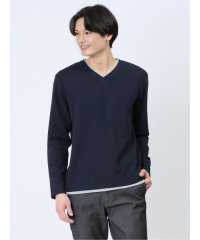 m.f.editorial/ドライリップル フェイクVネック長袖Tシャツ メンズ Tシャツ カットソー カジュアル インナー ビジネス ギフト プレゼント/505829924