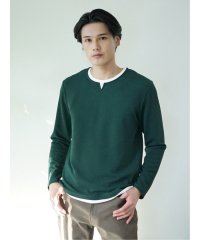 m.f.editorial/ふくれワッフル フェイクキーネック長袖Tシャツ メンズ Tシャツ カットソー カジュアル インナー ビジネス ギフト プレゼント/505830433