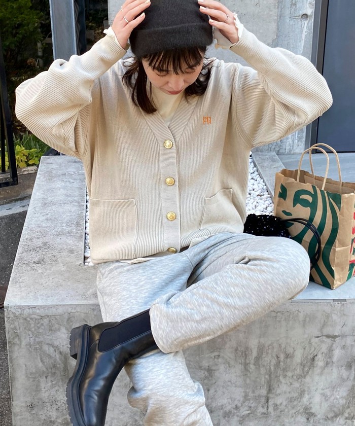 クーポン】【セール 30%OFF】FR刺繍ミディ片畦カーディガン