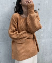 MAISON BREEZE/【MAISON BREEZE】ハイスリット プルオーバー ニット トップス Vネック オーバーサイズ ぽわん袖 リブニット 前後2WAY/505795184