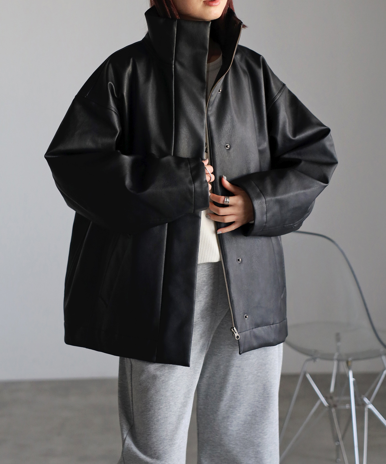 ジャケット・アウター S-BOLAN ボンジュールサガン BONJOUR SAGAN スタンドカラーフェイク