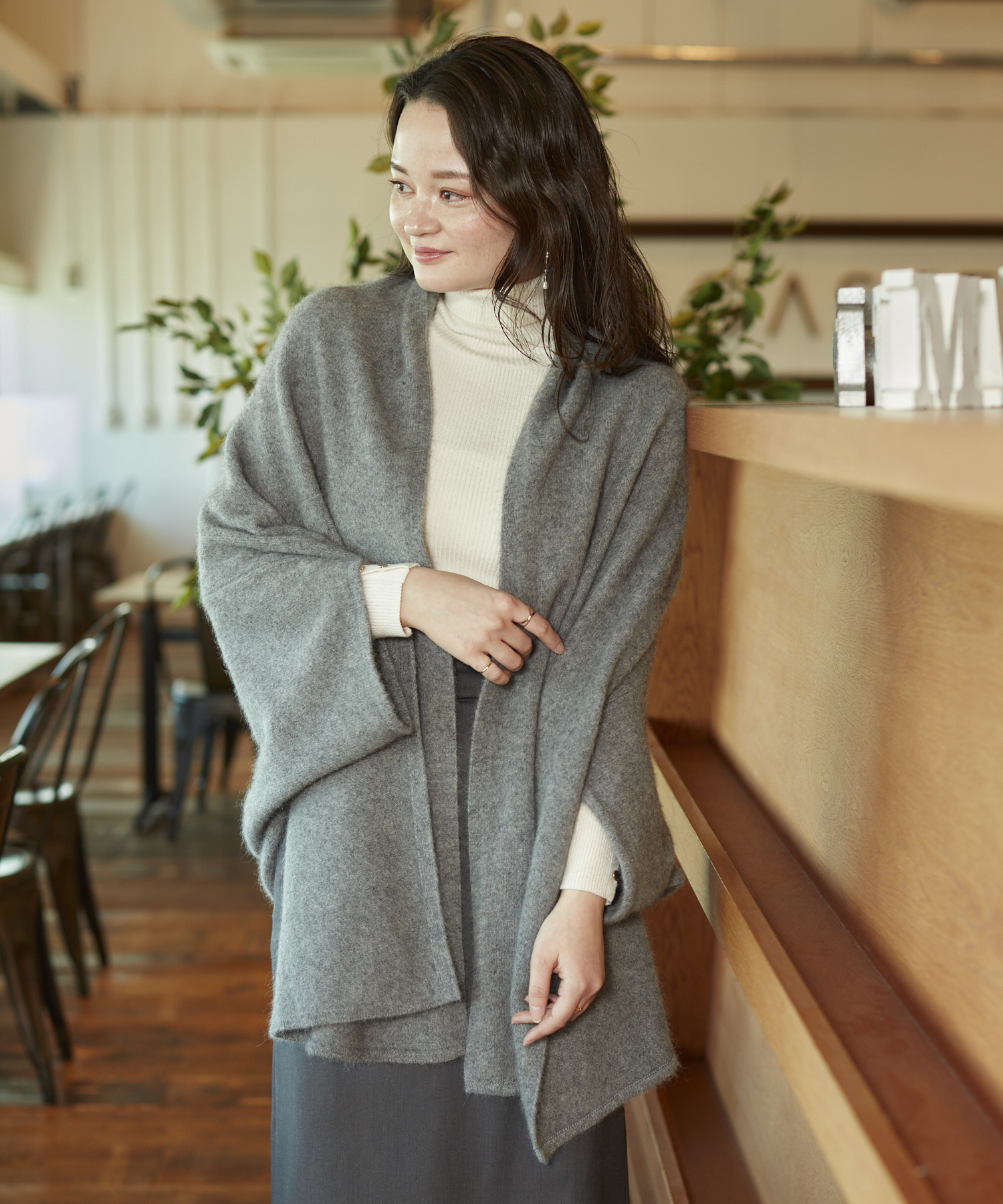 新品未使用】anuans ウールポンチョコート