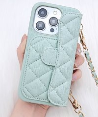 Lace Ladies/レースレディース Lace Ladies ゴールドチェーン付き2WAYキルティングiPhoneケース/505830023