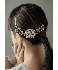 niana/niana ニアナ フラワーデザインコットンパールヘッドドレス ヘアアクセサリー パール 結婚式 ヘアピン バレッタ アメピン 花 ゴールド シルバー 大きめ /505842680