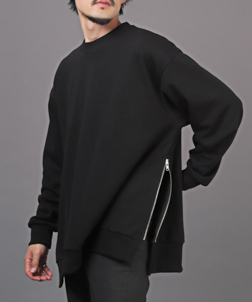 ラグスタイル LUXSTYLE サイドZIPクルーネックトレーナー
