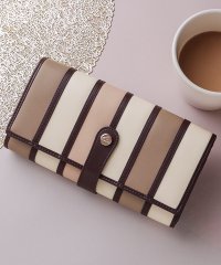 Clelia/クレリア Clelia 財布 長財布 レディース 大容量 おしゃれ 大きめ アコーディオン フラップ ストライプ 合皮 カラフル ベレッサ CLー10262/501510977