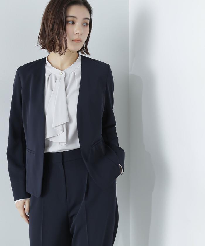 NATURAL BEAUTY BASIC ポリエステルドビーSET UP ポリエステルドビー SETUPシリーズ＞ノーカラージャケット 24SS