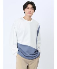 m.f.editorial/異素材切替 ダンボール クルー長袖BIGプルオーバー メンズ Tシャツ カットソー カジュアル インナー ビジネス ギフト プレゼント/505849602