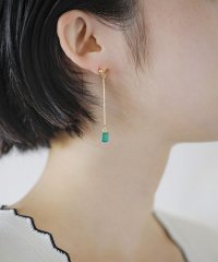quaranciel/《一部追加予約》quaranciel: スクエア ストーン ナロー ピアス/505850575