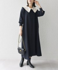 SHIPS any WOMEN/SHIPS any: 〈洗濯機可能〉ダブルクロス チェルシー ワンピース［NAVY BLUE］/505851136