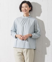 J.PRESS LADIES（LARGE SIZE）/【洗える】BEZ VEGA ストライプ フリルネック ブラウス/505851159