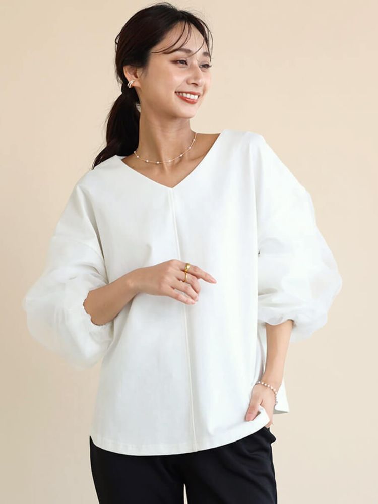 新品　FENNEL　フェンネル　オーガンジースリーブプルオーバー　ヤマダヤ 新品 FENNEL フェンネル オーガンジースリーブプルオーバー