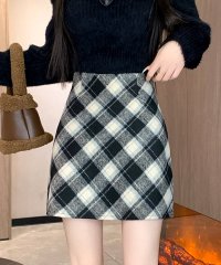 ar/mg/エーアールエムジー ar/mg 【Un】【LA2319sk】【it】【Lilamusant(リラミュゾン)】インパン裏地付きウールライク台形チェック柄ミニスカー/505855675
