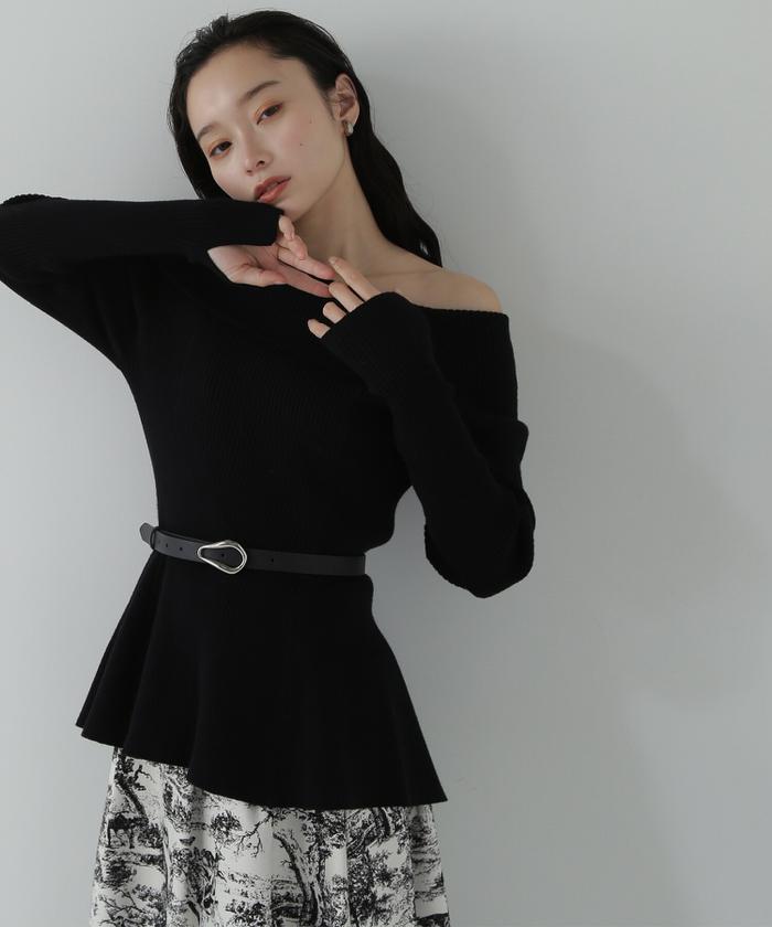 美品☆ショルダースリットペプラムニット E N A M A T S U M O T O | PEPLUM HAND KNIT TOPS 職⼈の⼿編み