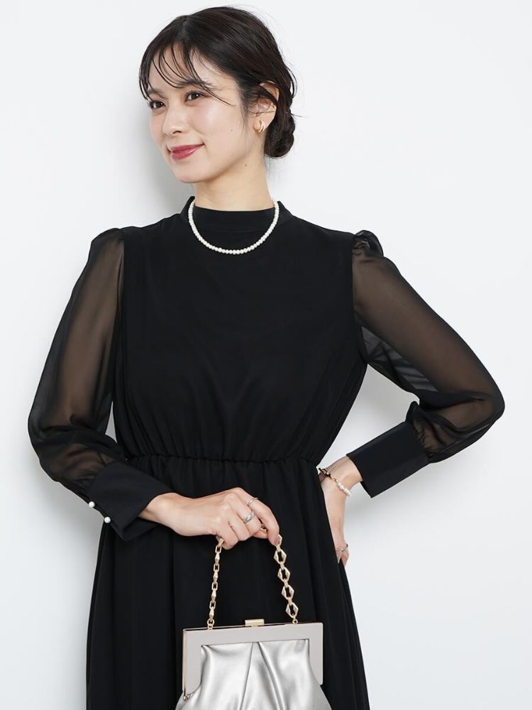 美品　RireFete パールシフォンドレス リルフェテ Rire Fete パールデザインシフォンドレス(505857106