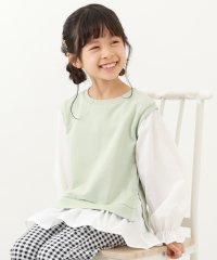 devirock/ベストドッキング風 長袖Tシャツ 子供服 キッズ 女の子 トップス 長袖Tシャツ ロンT 綿100% 吸汗/505132045