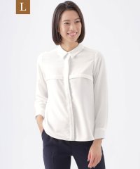 TRANS WORK(L)/【L】【ウォッシャブル】シルキーデシンレースコンビシャツ/505843256