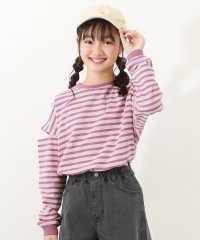 devirock/カットアウト ドロップショルダー ボーダー長袖Tシャツ 子供服 /505858205