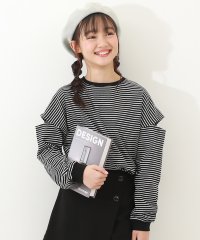 devirock/カットアウト ドロップショルダー ボーダー長袖Tシャツ 子供服 /505858205