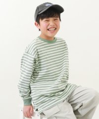 devirock/ボーダー ビッグシルエット 袖リブ 長袖Tシャツ 子供服 キッズ ベビー 男の子 女の子 トップス 長袖Tシャツ ロンT 綿100% 親子リンク 親子コーデ リ/505858209