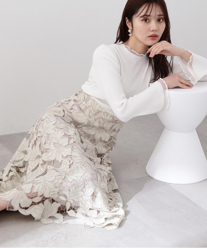 セール 30%OFF】フラワーカットワークフレアスカート(505859047 セール 30%OFF】フラワーカットワークフレアスカート(505859047