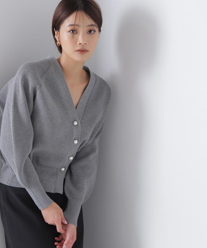 パールボタンニットカーディガン 24SS(505863126) | ナチュラル パールボタンニットカーディガン 24SS(505863126) | ナチュラル