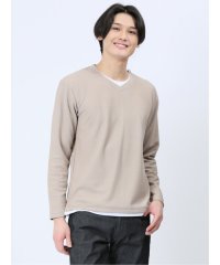 m.f.editorial/畦ニットソー フェイクVネック長袖Tシャツ メンズ Tシャツ カットソー カジュアル インナー ビジネス ギフト プレゼント/505869964