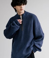 Rocky Monroe/ハーフジップニット セーター メンズ レディース スタンドネック ハイネック 長袖 無地 ビッグシルエット オーバーサイズ カジュアル シンプル リブ ペア お/505870964