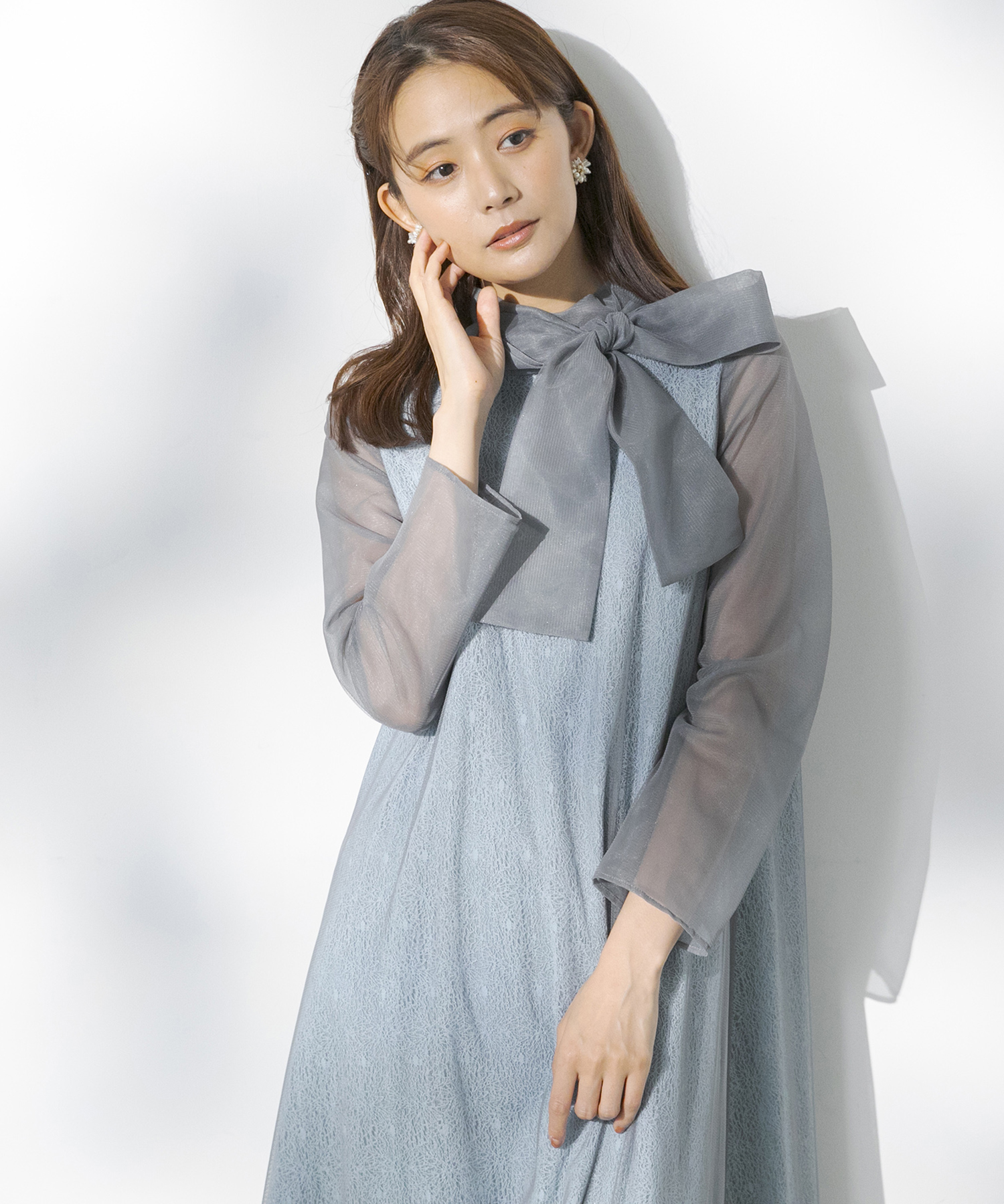 kaene】《formformaWEB限定》レース×チュールミックスドレス