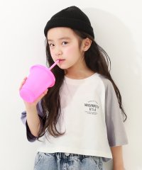 devirock/クロップド丈 7分袖ラグランTシャツ 子供服 キッズ 女の子 トップス 長袖Tシャツ ロンT /505870849