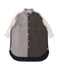 FITH/フィス FITH 綿麻高密度ウェザーストライプ膝下丈シャツワンピース/505836356