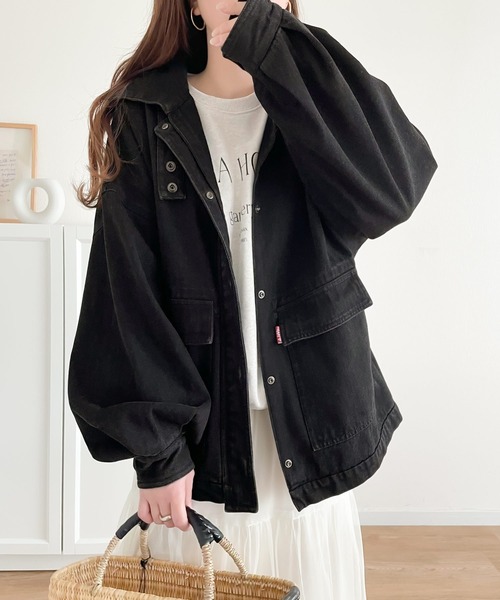 PE/RAYON GABARDINE STRETCH JACKET WITH GATHERED SHIRRING(M