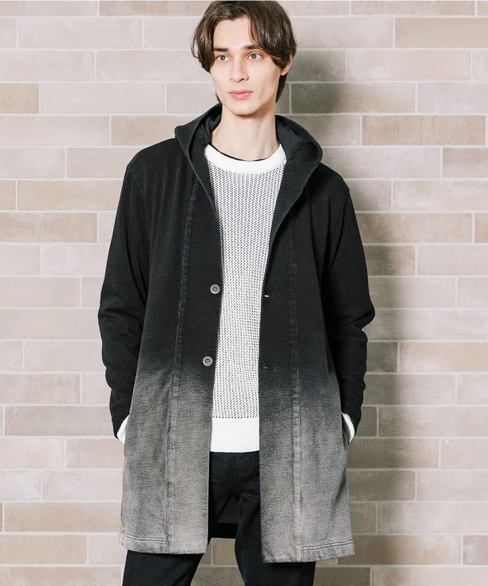 セール 30%OFF】グラデーションデニムジャージ ロングパーカー