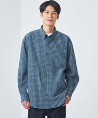 green label relaxing/FINE BASIC クリンプ チェック ビッグ ボタンダウン ネイビー シャツ/505878153