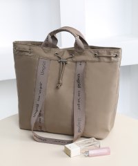 UNGRID bag/ナイロン ロゴテープ　牛革ハンドル　2WAY 巾着トートバッグ/505744477